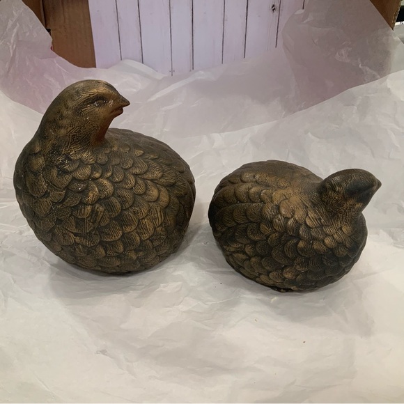 Bronze Ceramic Bird Figurine Set of Two - Picture 2 of 9